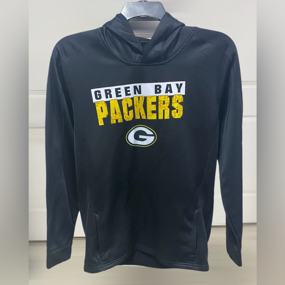 Green Bay Packers Black XL Pull Over Hoodie With Pockets - OuterStuff LLC